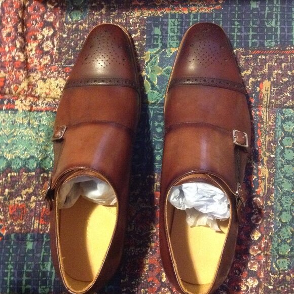Curatore Pozzo Men\'s Brown Leather Double Monk Strap Dress Shoes- 11(EU44) - NIB